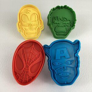 Marvel Comics Superhero Cookie Cutters Dough Press Iron Man Hulk Spider-Man Lot